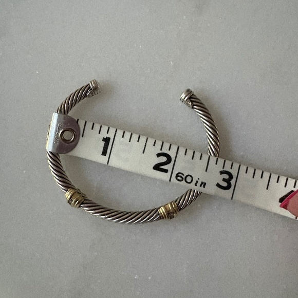 ✨ David Yurman Diamond 5mm Cable Cuff Bracelet — Sterling,18K Gold, Authentic S - Picture 7 of 9